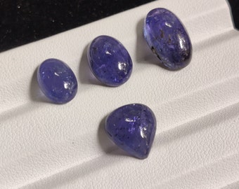 Lote de 4 cabujones de tanzanita natural: piedras preciosas sueltas, piedra de nacimiento de diciembre