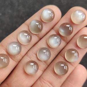 Lot rond pierre de lune grise naturelle, lot cabochon gris, lot cabochon rond lisse, lot rond pierre de lune feu argenté, pierre de naissance de juin, bijoux