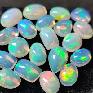 Lote de cabujones de ópalo etíope natural, cabujón de ópalo de fuego Welo, lote de cabujones de ópalo, lote de ópalo, lote de cristal de ópalo, lote de cristal, ópalo multifuego,