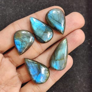 Blue Fire Labradorite Cabochon Lot: August Birthstone, Jewelry Making