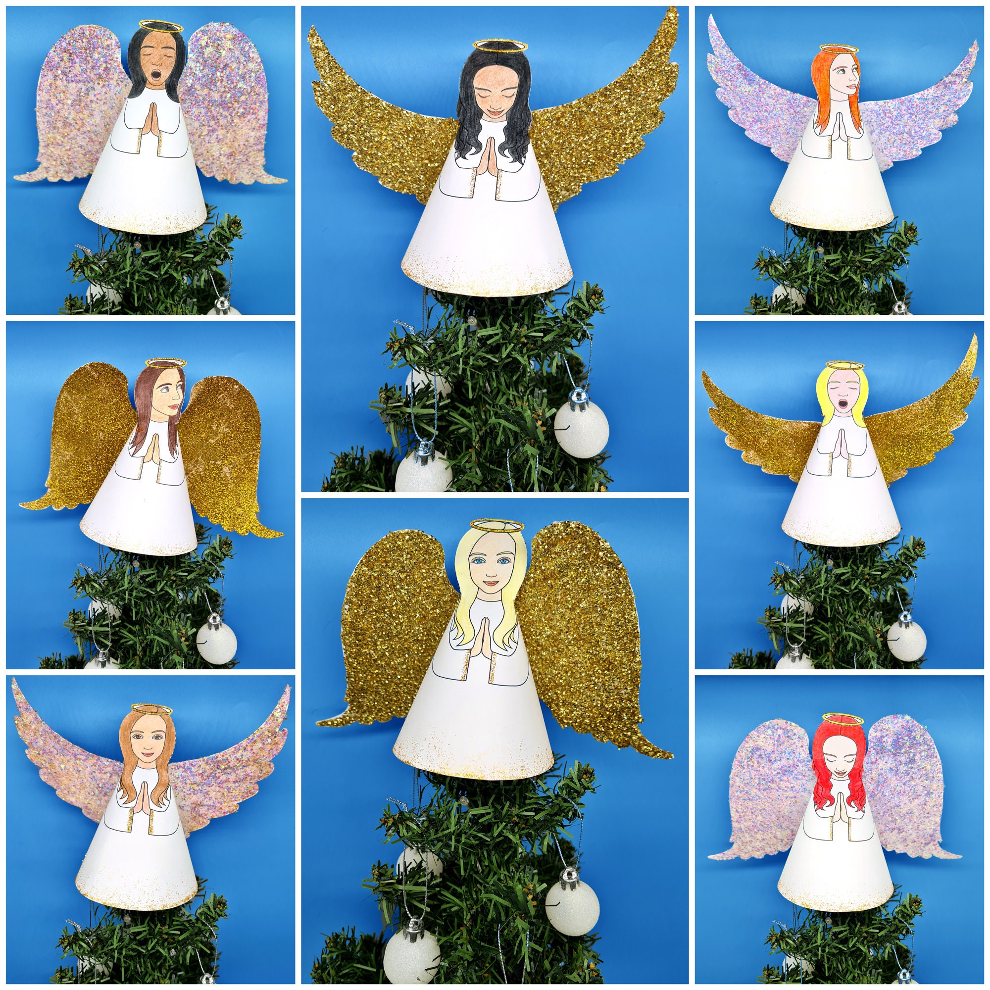 Cone Angel Colouring Craft Set • DIY Christmas Tree Topper • Create ...