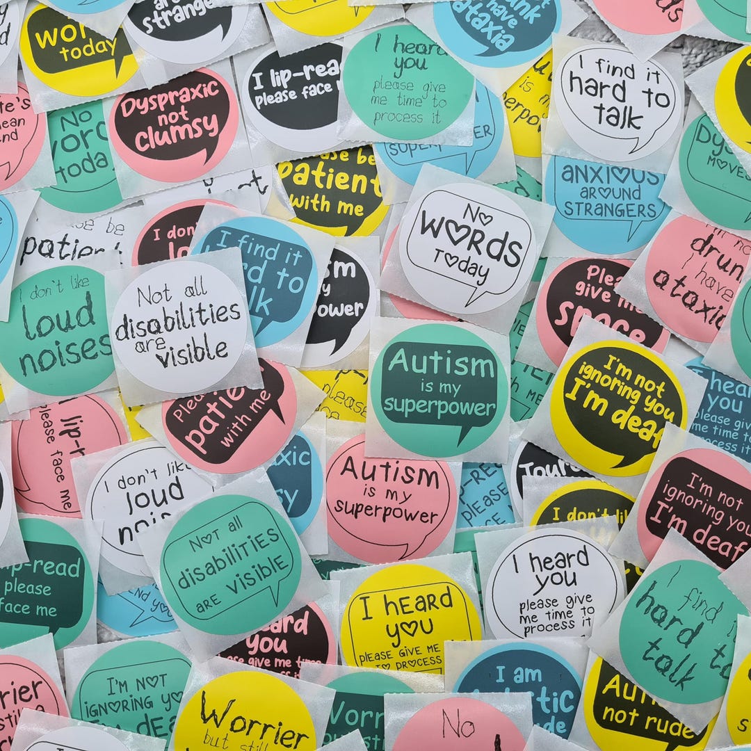 Disability Assitance Label Disability Awareness Sticker • Pack of 5 Stickers • Badge Alternative ...
