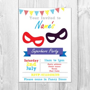 Personalised Superhero Party Invitation • Birthday Invite • Fancy Dress Party • Printable • Digital Download (NOT A PHYSICAL ITEM)