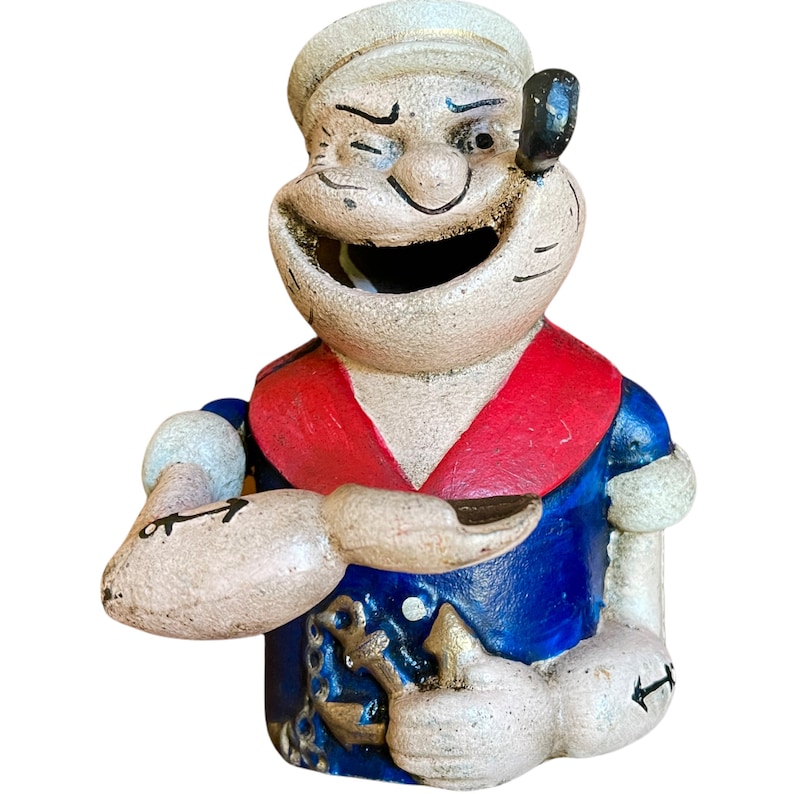 Popeye Mechanical Cast Iron Bank Etsy