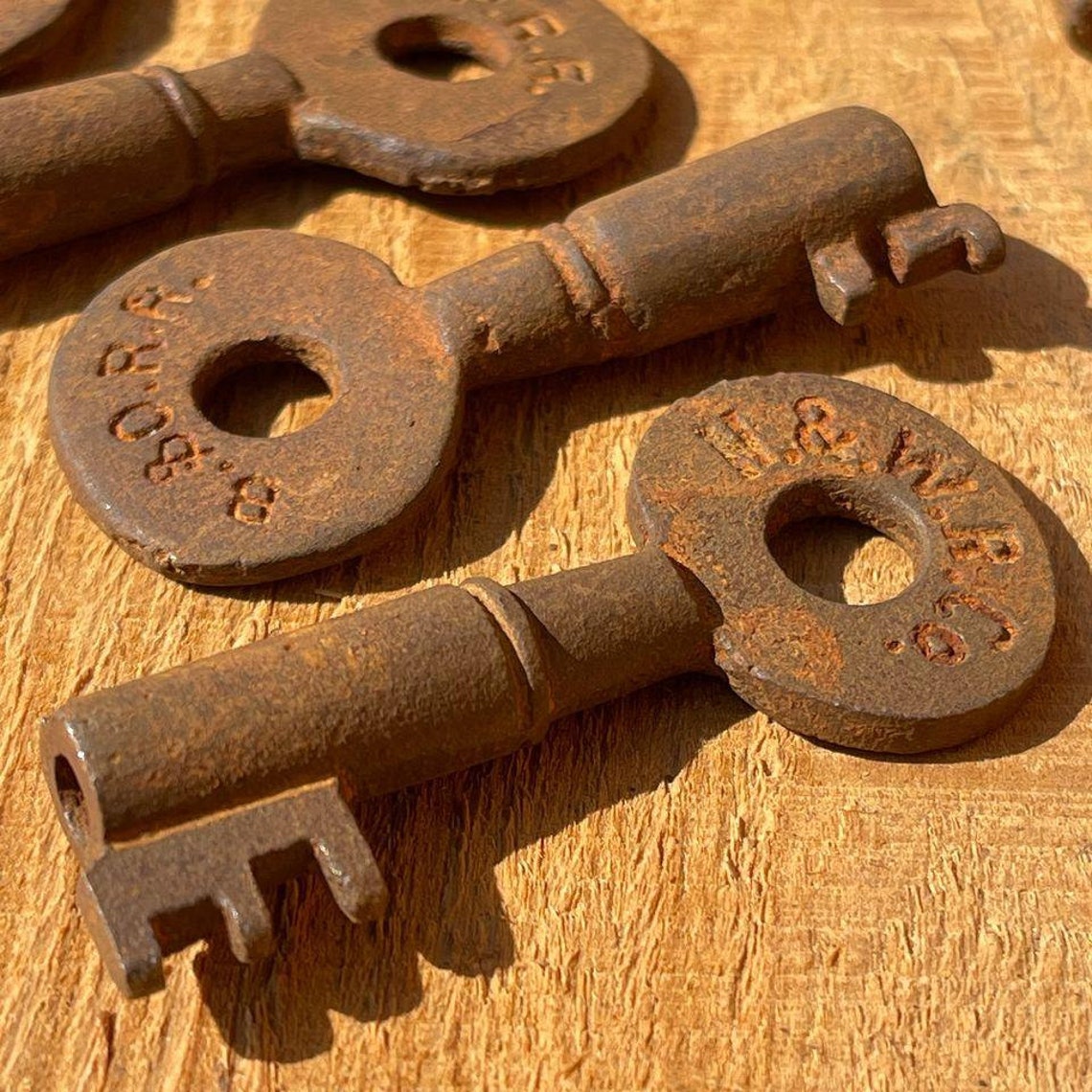 Railroad Train Lock Keys With Vintage Stamped Railroad Etsy