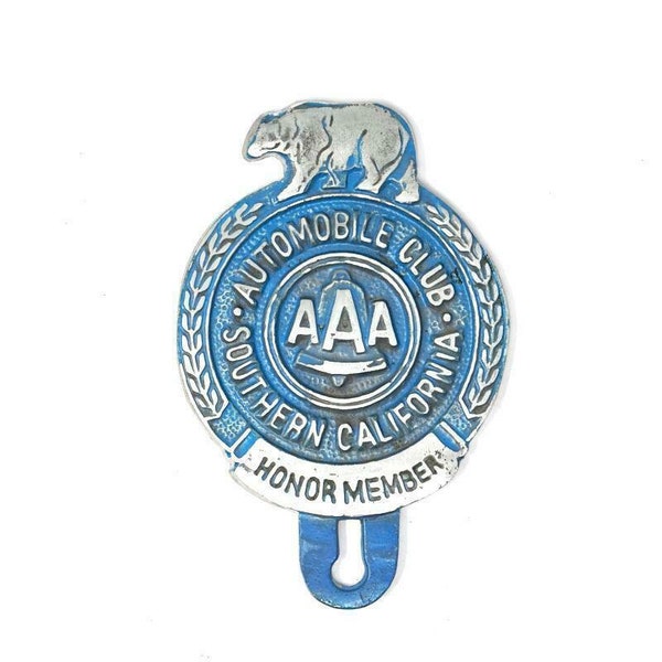 AAA Southern California Automobile Club Bear Logo License Plate FOB Topper
