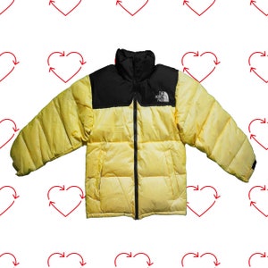 ヴィンテージ イエロー ザ ノース フェイス 700 ヌプシ ジャケット、メンズ S、中古 レトロ TNF ダウン インサレーテッド パファー ジャケット