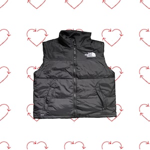 ヴィンテージ ブラック ザ ノース フェイス 700 ヌプシ ジレ ベスト、メンズ M、中古 レトロ TNF ダウン インサレーテッド パファー ジャケット