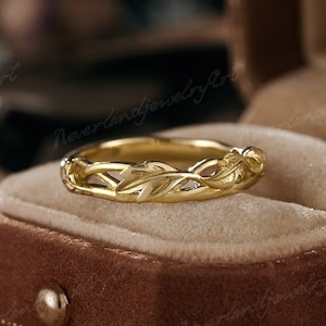 Vintage Mens Leaf Rings Men Engagement Ring Nature Inspired Leaf Wedding Band Leaf Engraving Gold Ring Couple Rings For Men Handmade Jewelry