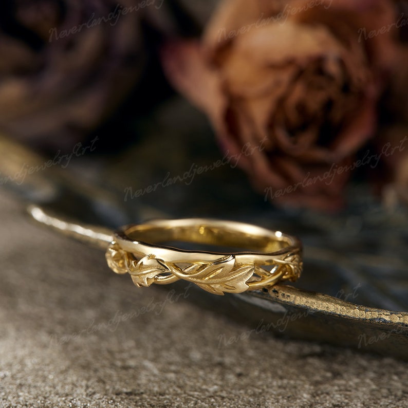 Men's Rings Leaf Pattern Vintage Mens Leaf Rings Men Engagement Ring Nature Inspired Leaf ...
