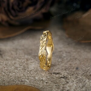 Men's Rings Leaf Pattern Vintage Leaf Engraving Wedding Ring for Men Inspired Nature Diamond ...