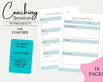 Done For You PLR Digital Product Coaching Session Worksheets Templates |Coaching Toolkit |Session Guide Editable Canva Templates for Coaches