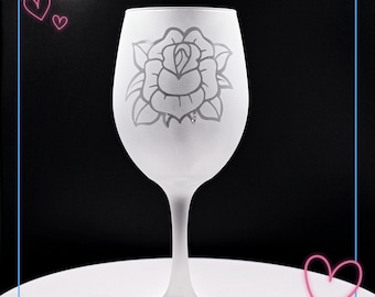 Verre à vin givré rose à pied