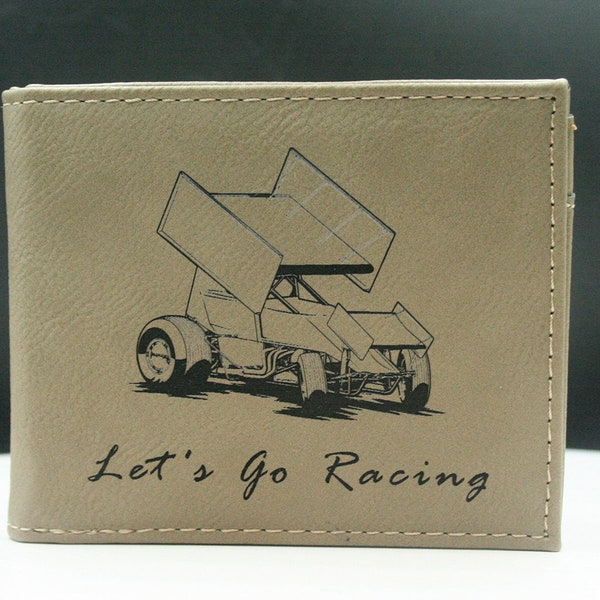 Sprint Car "Lets go Racing" Leather Bi-Fold Wallet