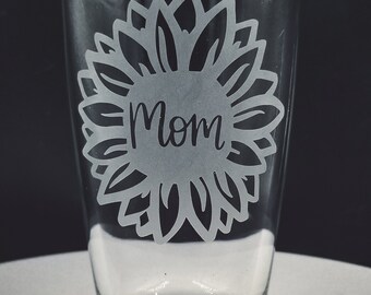 Verre gravé Mom tournesol