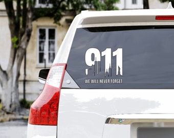 911 We will never forget VInyl Decal, Car Window Sticker, Laptop Decal, Permanent Decal | New York, NYC, September 11, America American