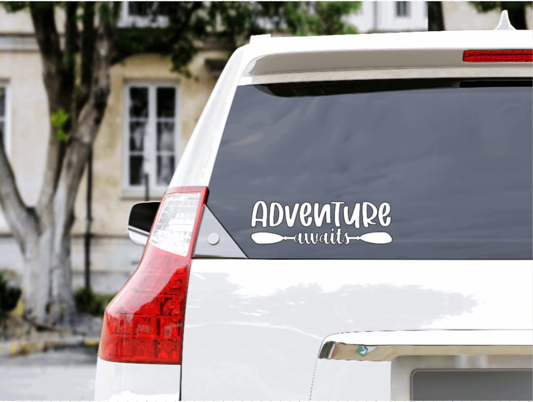 Adventure Awaits Kayaking Vinyl Decal, Car Window Sticker, Laptop Decal ...