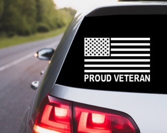 Proud Veteran American Flag Vinyl Decal, Car or Laptop Sticker