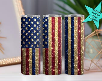 Patriotic Tumbler | American Flag, America, Glitter, 4th of July, July 4, Present for Her, Gift for Her