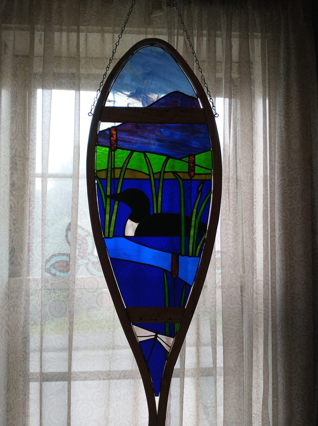 Stained Glass Loon in a Snowshoe - Etsy