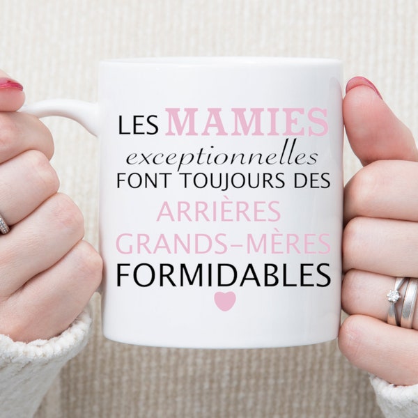 Mug mamie formidable, Mug annonce grossesse, Mug futur mamie, futur papi, future tata, futur tonton, future arrière grand mère, personnalisé