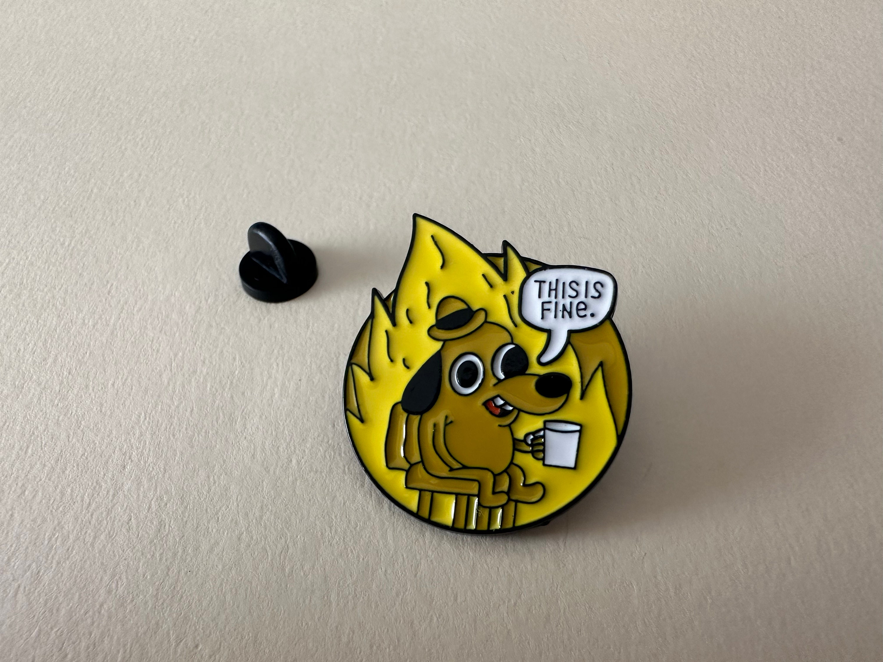 This is Fine Burning Meme Dog Soft Enamel Pin Cute Enamel Pins - Etsy