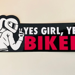 Sì ragazza, sì motociclista Decal Die Cut per moto, caschi, scooter, auto e regali