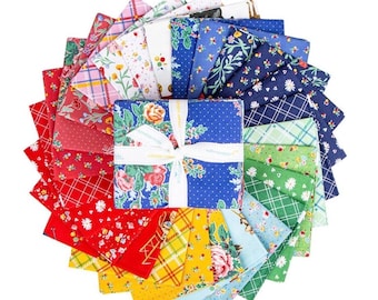 Paquete de 26 piezas Simple Pleasures Fat Quarter de American Jane para Riley Blake Designs. Tela floral vintage para colchas. Paquete FQ.