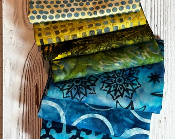 Paquete de 9 medias yardas de telas de algodón batik