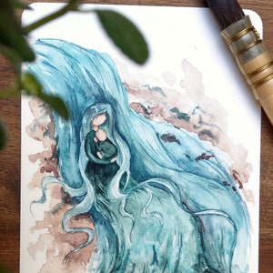 Karte zur Geburt | A6 Postkarte "Wasser" | Mutter mit Baby
