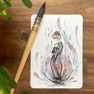 Karte zur Geburt | A6 Postkarte "Flammenenergie" | Mutter mit Baby
