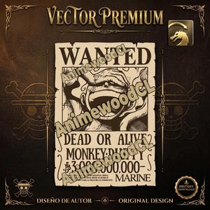 May include: A rectangular wanted poster featuring a black and white illustration of a character with hands covering their eyes. The text reads WANTED, DEAD OR ALIVE, MONKEY D. LUFFY, and 3,000,000,000- MARINE. The design includes a skull and crossbones icon.