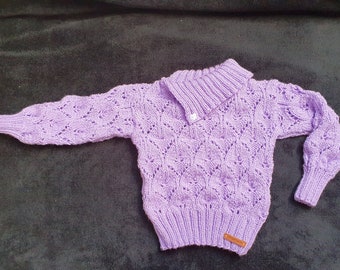 Hand-knitted sweater for girls in lilac from approx. 2 years