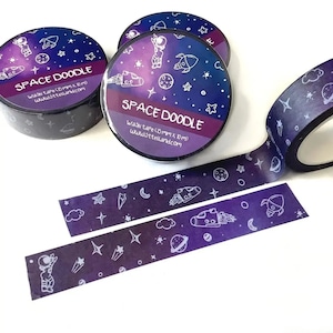 Space Doodles Washi Tape - custom washi tape - Washi Tape - Constellation Tape - Eco Friendly Tape - Art, Deco Gift for Flower Lovers