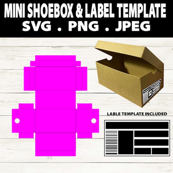 Mini Shoe box, Mini shoe box cut out design and Label template, cut out by hand or machine