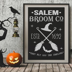 Salem Broom Co, Halloween sign, Witch sign,  SVG, PNG, JPEG, Digital cut file