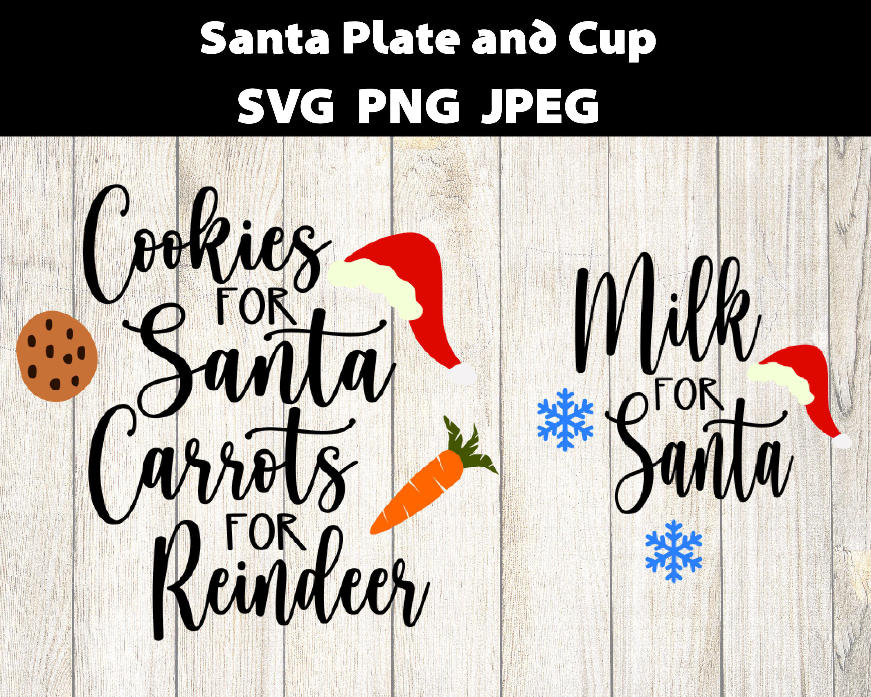 Santa Plate and Cup, SVG, PNG, JPEG Etsy
