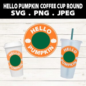 Hallo pompoen koffiekopje rond gesneden bestand, SVG, PNG, Jpeg