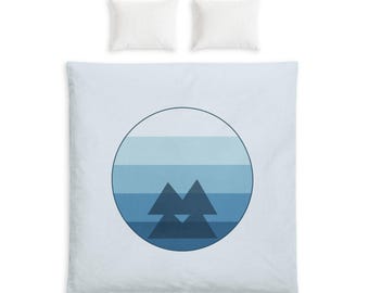 Blue Gradient Pine Trees duvet cover | Cotton Bed Set