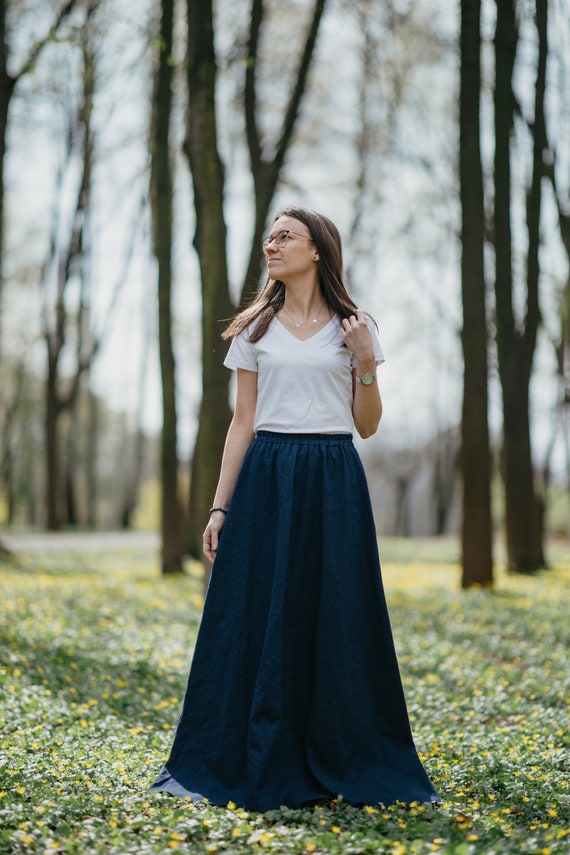 Boho long navy clearance skirt