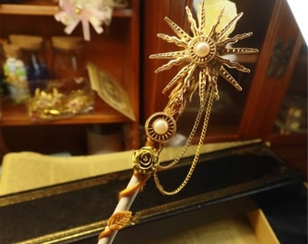 Gold Sun Wand Magic Wand.Handmade Wand.Wizard&Witch wand.Cool Wand.Cosplay Magic wand Halloween Wand Christmas/Birthday gift