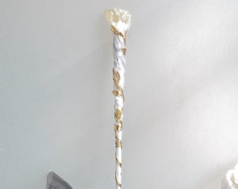 Gold leaf white wand Magic wand.Handmade Wand.Witch wand.Cosplay Magic wand Halloween Wand child birthday gift