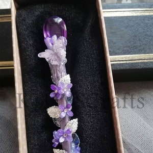 Purple Butterfly Flower Fairy Magic wand Floral Crystal Girls Wand.Handmade Wand.Witch wand.Cosplay Magic wand Halloween Wand