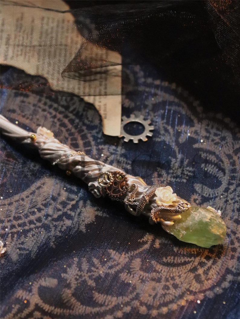 Green Crystal Wand Magic Wand Handmade Flower Crystal Wand Etsy