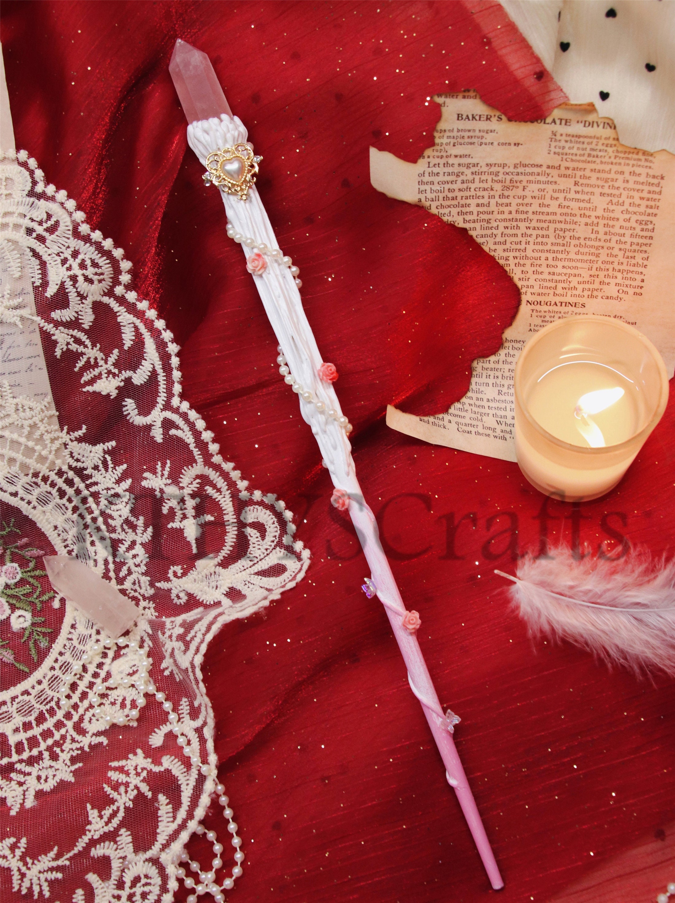 Lovely Heart Gradient Pink Magic Wand Crystal Wand.handmade Etsy