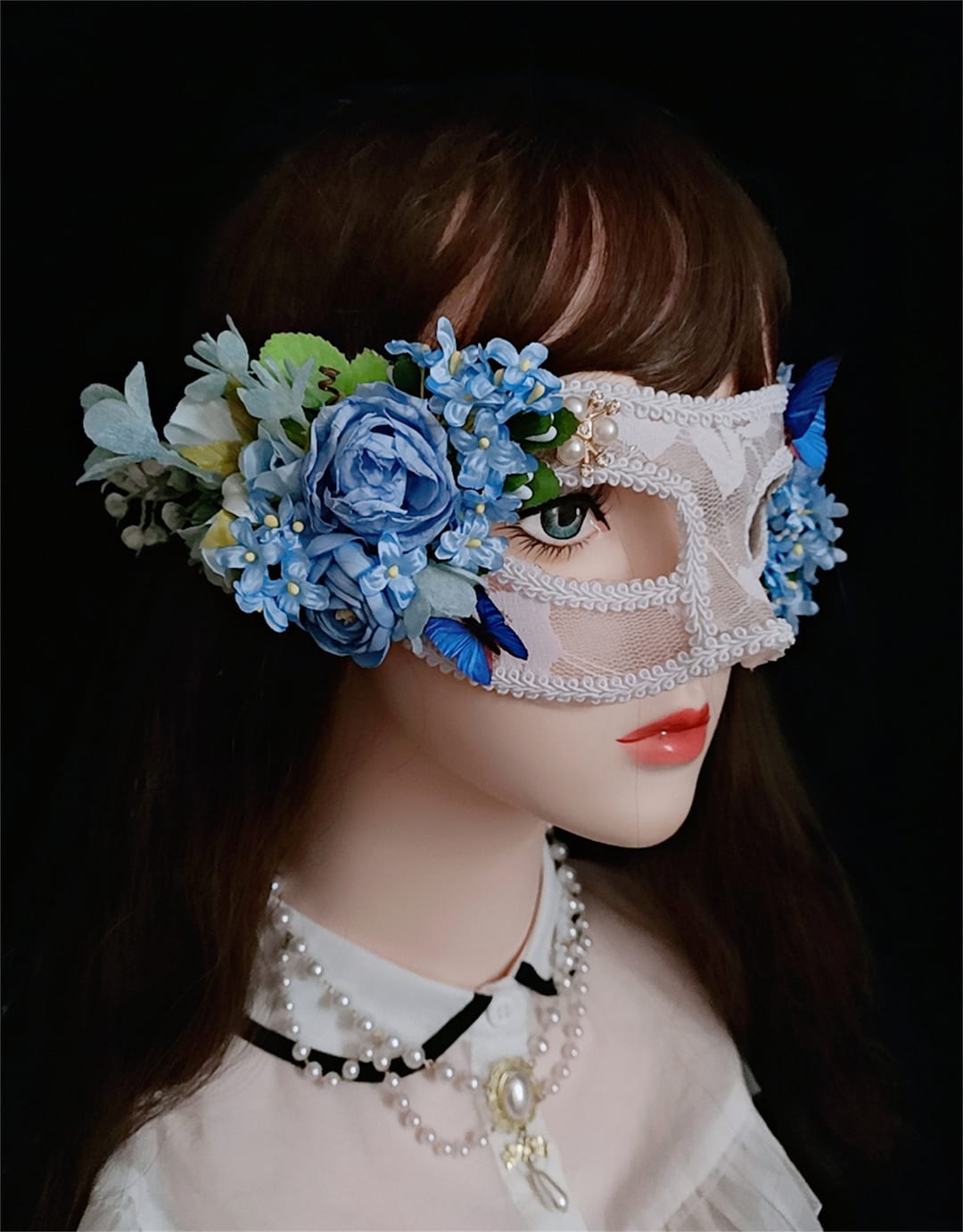 Lace Blue Flower Eye Mask Party Eye Mask Women Prom Eye Mask Etsy