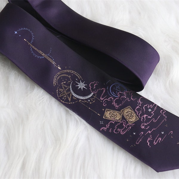 Vintage Uniform Tie.Handmade Shirt tie.purple tie.best man tie.New style purple Universe wedding tie.Prom tie.GIFT FOR FRIENDS.birthday gift