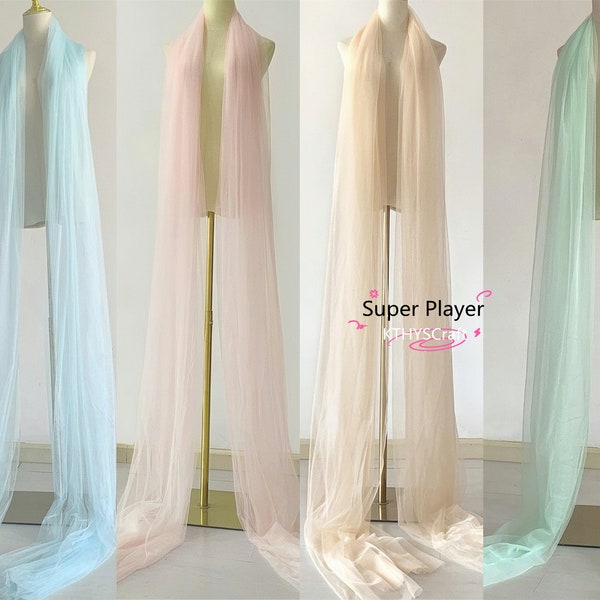 Simple Mint green/Blue/Pintulle Wedding shawl long Tulle shawl Floor length Removable Tulle bridal wrap Beach bride shawl