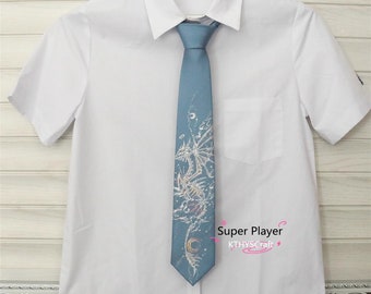 cravate bleue de dragon d'or de cru, cravate faite à la main pour Shirt.Uniform Tie.Wedding best man tie.New style tie.Prom tie.GIFT FOR FRIENDS.birthday gift