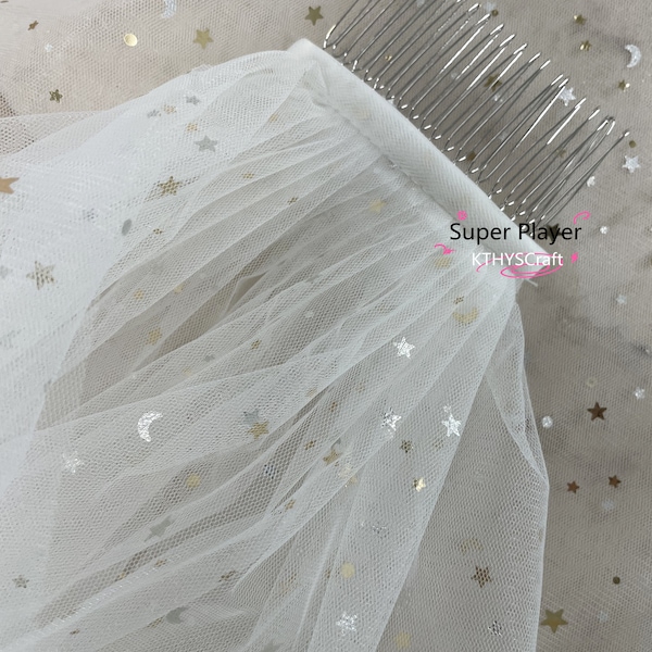 5 Color tulle Gold moon star tulle veil Fabric tulle.Wedding veil tulle.Veil/Cape Accessories tulle.Dress/Veil/Tablecloth fabric 1 Yards